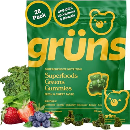 Gruns Adults Super Greens Multivitamin Gummies